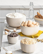 Ceramic Mixing Bowls, Embossed Nesting Bowls Set of 4, Mixing Bowl Set - Image 6