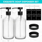 RYTOXILO Clear Soap Dispenser 2 Pack, Glass Soap Dispenser - Image 2
