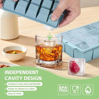 Silicone Ice Cube Tray with Locks Lids 4 Pack, Easy Release Flexible 15 Square - Image 4