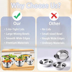 Mixing Bowls with Airtight Lids Set, Large Prep Metal Mixing Bowls - Image 6