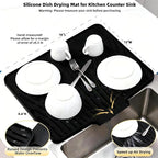 Silicone Dish Drying Mat for Kitchen Counter Sink, Non-Slip dish drying Pad - Image 2