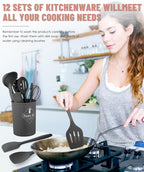 Kitchen Utensils Set-12 Pieces Silicone Cooking Utensils Set 392°F Heat - Image 4