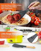 Cooking Spoon and Rice Scooper for Nonstick Cookwares, Wood Handle Spoon for - Image 4