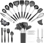 Silicone Cooking Utensils Set Utensil: 40 Pcs Black Stainless Steel Cookware Set by InspiredLivingKitchenHealth