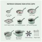 T-Fal Refresh Ceramic Nonstick Cookware Set, Oven Safe to 350°F, Ceramic Pots - Image 2