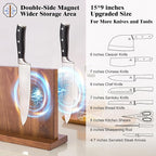 ENOKING Extra Large Magnetic Knife Block, 15.2-In Acacia Wood Knife Holder - Image 2