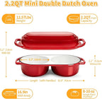 Mini Double Dutch Oven For Sourdough Bread Baking, 2.2QT Enameled Cast Iron - Image 5