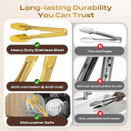 4 Pack Stainless Steel Serving Tongs, 9 Inch Gold Salad Tongs Serving Utensils - Image 4