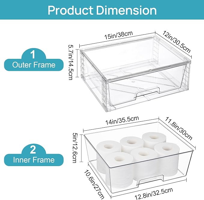 Vtopmart 4 Pack Large Stackable Storage Drawers, Easily Assemble Clear Acrylic - Image 3