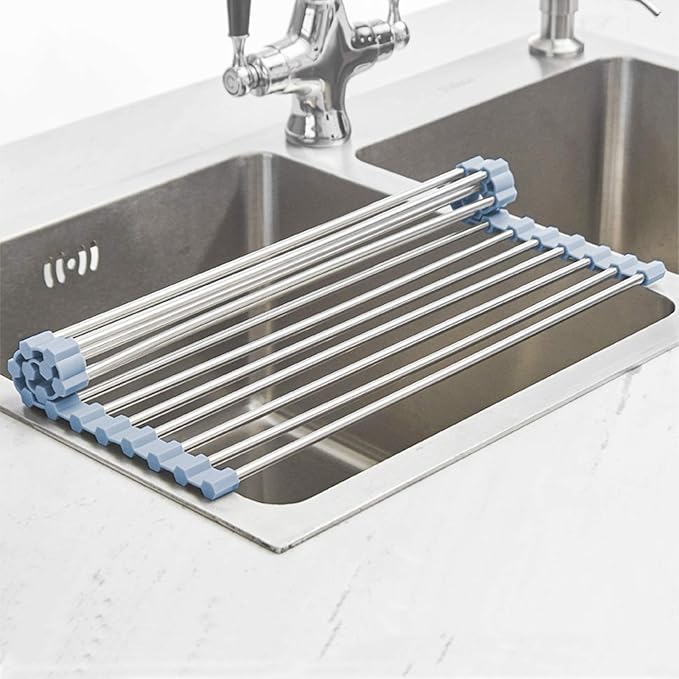 MECHEER Over The Sink Dish Drying Rack, Roll Up Dish Drying Rack Kitchen Dish - Image 6