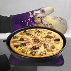 3 - Piece Purple and Gold Splash Patterned Oven Mitts and Pot Holders Set - Image 3