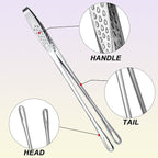 Geiserailie 3 Pcs 9.4inch Korean BBQ Tongs Stainless Steel Kitchen Tweezers - Image 3