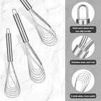 Patelai 3 Pieces Stainless Steel Kitchen Flat Whisk Set Stainless Steel Flat - Image 4