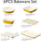 CAROTE 6-Piece Ceramic Baking Pans Set, Aluminized Steel Bakeware Sets - Image 2