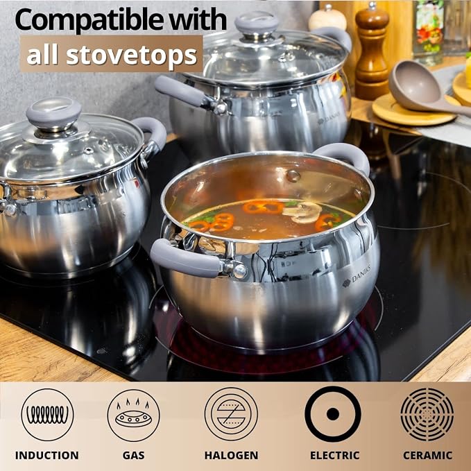Daniks Modern 4 Quart Stainless Steel Stock Pot - Image 5