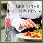 17oz Hand Painted Glass Olive Oil Bottle - 500ml Green Oil & Vinegar Cruet - - Image 4