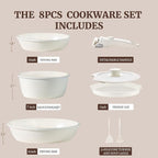BECIGAR 8pcs Ceramic Pots and Pans Set, Non Stick Cookware Set, Detachable - Image 2