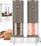 Electric Salt and Pepper Grinder Set Automatic Adjustable Coarseness Pepper by ioion