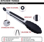 7 inch Cooking Tongs, MSY BIGSUNNY Set of 3 Mini Kitchen Tongs Silicone Serving - Image 4