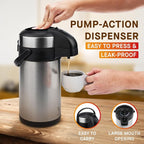 Airpot Coffee Dispenser with Pump - 140 oz Insulated Stainless Steel Coffee - Image 4