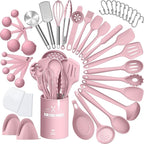 Silicone Cooking Kitchen Utensil Set, AIKKIL 43 Pcs Pink Cooking Utensils Set by AIKKIL
