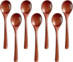 7 Pcs Wooden Spoons for Eating, Small Serving Spoon for Honey, Soup Wood by Morgles