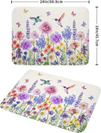 Giwawa Hummingbird Flower Dish Drying Mat 18x24 inch Watercolor Spring Herb - Image 2