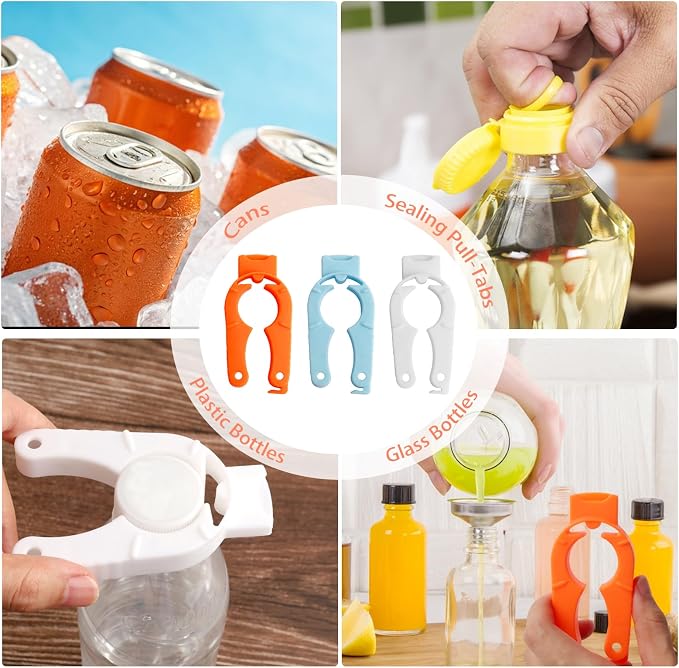 6-Pack Plastic Bottle Cap Opener, 3-in-1 Multi-Purpose Gripper Water Bottle - Image 6