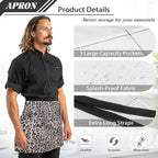 Server Apron with 3 Pockets, Waterproof Oil Waitress Waiter Half Apron - Image 6