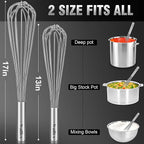 Walfos Whisks Large Whisk Set of 2, Heavy Duty Stainless Steel Wire Whisk Ideal - Image 5