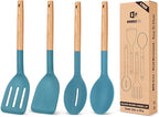 Pack of 4 Silicone Cooking Utensils Set, Non Stick Solid Spatulas and Heat by BUNDLEPRO