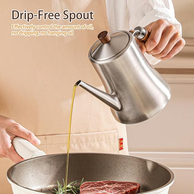 18/8 Stainless Steel Olive Oil Dispenser 1200ml/40.5oz Drip-Free Pouring Oil - Image 4