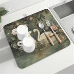 Swans Dish Drying Mat 18x16 Inch, Wildlife Aesthetic Dish Drainer Mats Summer - Image 8