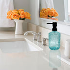 Blue Glass Soap Dispenser with Black Pump, 15oz Liquid Hand Dispenser, - Image 4
