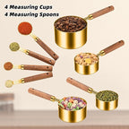 Stainless Steel Measuring Cups and Spoons Set of 8, Stackable Wooden Handle - Image 6