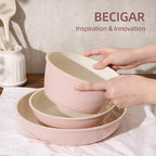 BECIGAR 8PCS Ceramic Cookware, Nonstick Ceramic Pan, Removable Handle Pots and - Image 5
