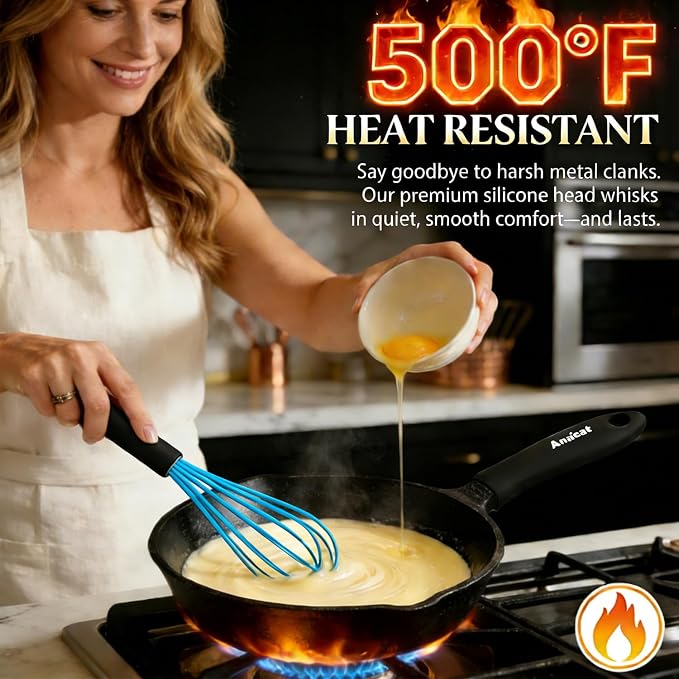 Anaeat Silicone Balloon Whisk, Milk and Egg Beater Blender, Heat Resistant - Image 4