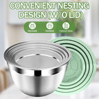 DUTZUN Mixing Bowls with Lids Set, Stainless Steel Mixing Bowl Set with Colander - Image 5
