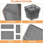 SpaceHacks 15 PCS Clear Plastic Drawer Organizer Set, 4-Size Acrylic Drawer - Image 4