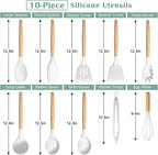 E-far Silicone Cooking Utensils Set, 446℉ Heat Resistant 10PCS Kitchen Utensils - Image 2