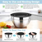 TeamFar Mixing Bowls, Stainless Steel Nesting Salad Bowls - Image 7