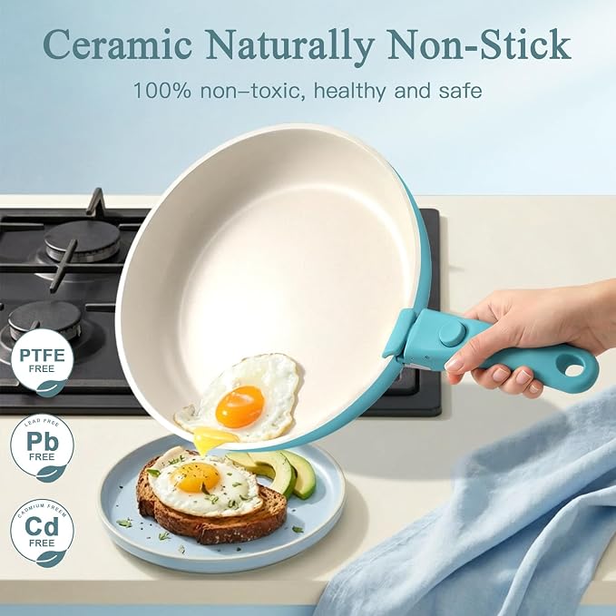 GIPP 11pcs Pots and Pans Set Non Stick, Nonstick Cookware Set Detachable Handle - Image 8