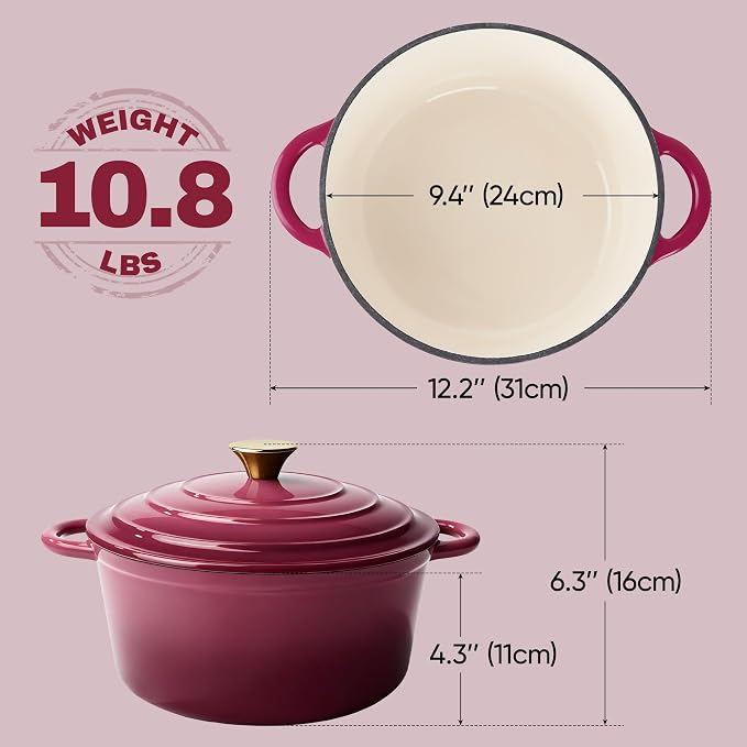 4.5 Quart Dutch Oven Pot with Lid, Non Stick Enameled Cast Iron Dutch Oven - Image 5