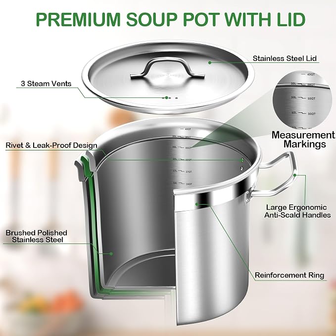 STOCKPOT Large Soup Pot with Lid - Image 4