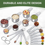 EWFEN Measuring Cups and Spoons Set, 7 Stainless Steel Nesting Measuring Cups & - Image 3