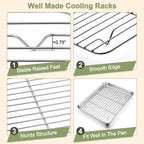 TeamFar Baking Sheet with Rack Set, 16/12.5/9 Inch Stainless Steel Cookie - Image 4