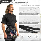 Server Apron with 3 Pockets, Waterproof Oil Waitress Waiter Half Apron - Image 6