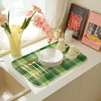 St. Patrick's Day Dish Drying Mat 18 x 24 Inch Green Buffalo Plaid Drying Mat - Image 6