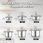 Cook N Home Stock Pot with Lid, 12-Quart Basic Stainless Steel Sauce Cooking - Image 2