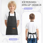 2 Pack Stripes Kids Apron, Kids Cooking Aprons - Image 5